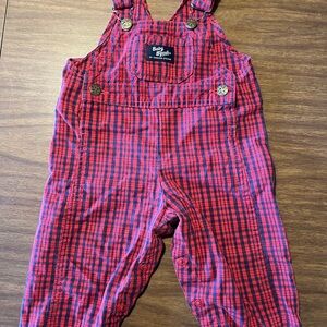 OshKosh B'gosh Red and Blue Plaid Kids Overalls